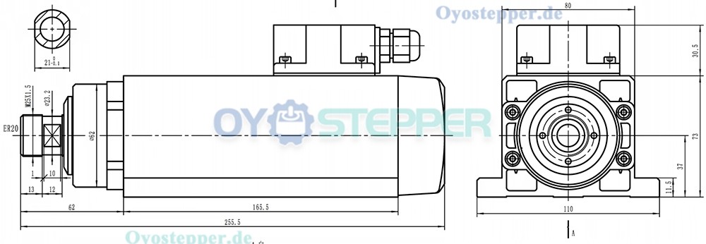 Luftgek&uuml;hltes CNC HF-Spindel-Set 2,2kW ER20 220V/380V 24000U/min mit Frequenzumrichter